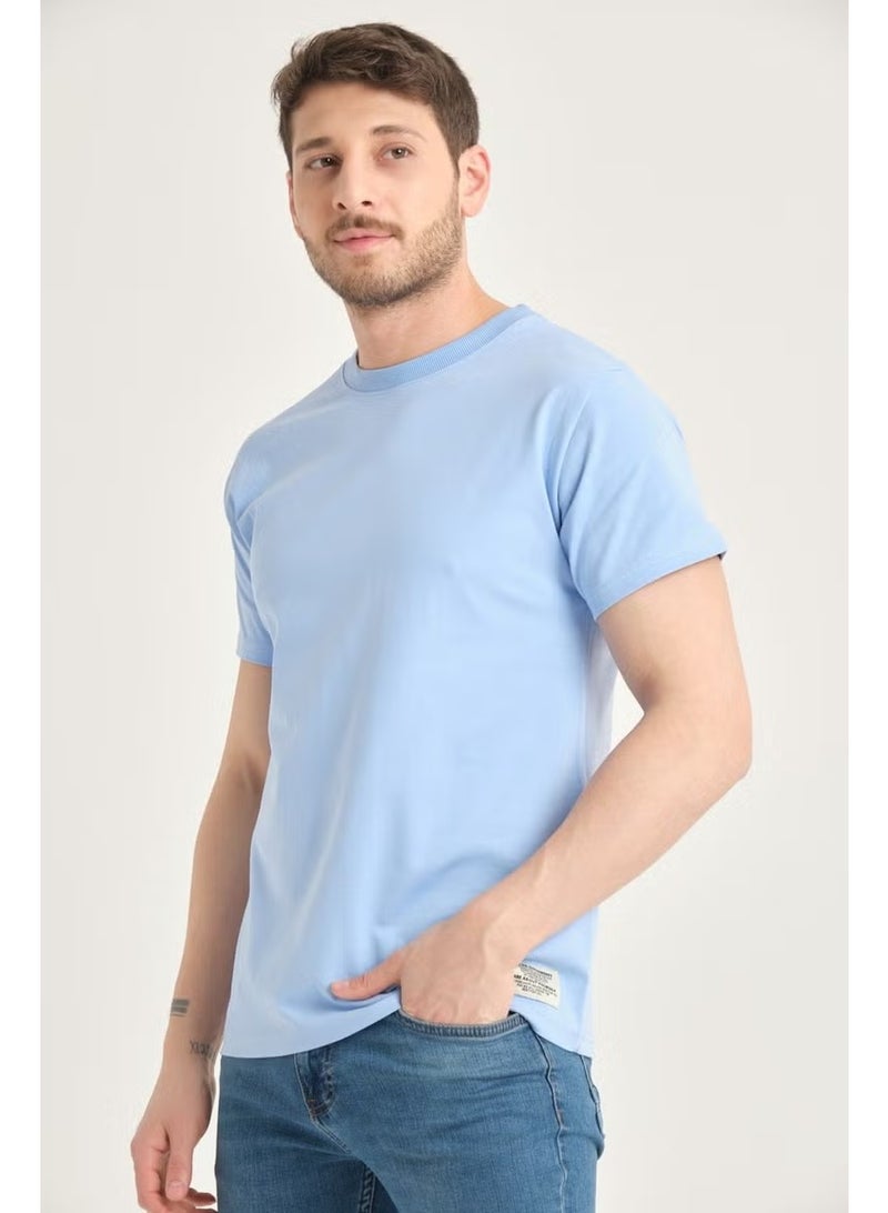 Four Man Men's Cotton Standard Cut Solid Color Basic T-Shirt with Non-Wrinkle Fabric Feature - Image 2